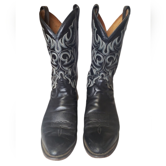 TONY LAMA Cowboy / Western Boots  Genuine Leather Black Men’s Size 10 D 7926 - Picture 2 of 15